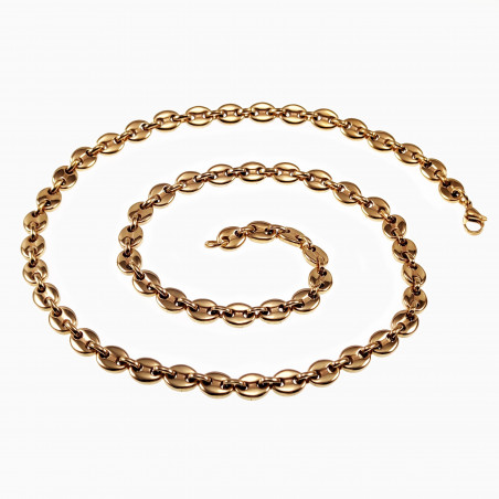 60cm x 7mm Koffieboon Ketting Unisex Stalen Goud Kleur Schakelketting