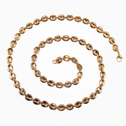 60cm x 7mm Koffieboon Ketting Unisex Stalen Goud Kleur Schakelketting