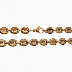60cm x 7mm Koffieboon Ketting Unisex Stalen Goud Kleur Schakelketting