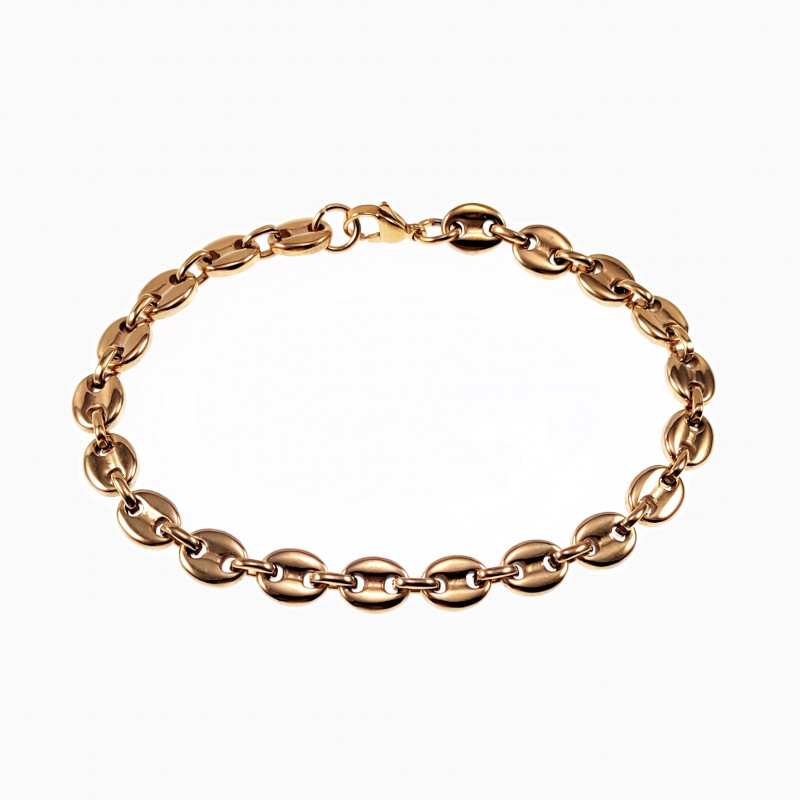 22,5cm x 7mm Koffieboon Armband Unisex - Stalen Goud Kleur 22,5cm x 7mm Koffieboon Armband Unisex - Stalen Goud Kleur