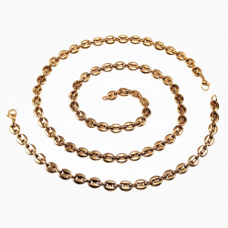 22,5cm x 7mm Koffieboon Armband Unisex - Stalen Goud Kleur