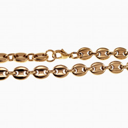 22,5cm x 7mm Koffieboon Armband Unisex - Stalen Goud Kleur