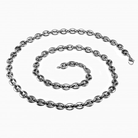 60cm x 7mm Koffieboon Ketting Unisex Stalen Zilver Kleur Schakelketting