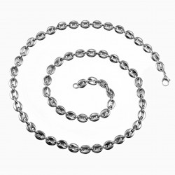 60cm x 7mm Koffieboon Ketting Unisex - Stalen Zilverkleur - Schakelketting