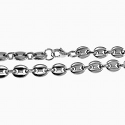 21cm x 7mm Koffieboon Armband Unisex - Stalen Zilverkleur - Schakelarmband