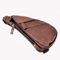 Platte Crossbodytas Unisex - Bruin Leren Schoudertas Heuptas Slingbag