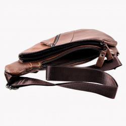 Platte Crossbodytas Unisex - Bruin Leren Schoudertas Heuptas Slingbag