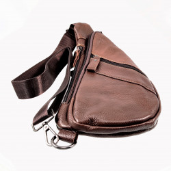 Platte Crossbodytas Unisex - Bruin Leren Schoudertas Heuptas Slingbag