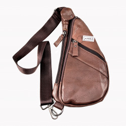 Platte Crossbodytas Unisex - Bruin Leren Schoudertas Heuptas Slingbag
