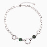 Schakelsketting met Natuursteen 14K Witgoud Verguld RVS Dames Ketting