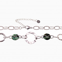 Schakelsketting met Natuursteen 14K Witgoud Verguld RVS Dames Ketting