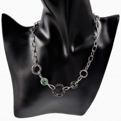 Schakelsketting met Natuursteen 14K Witgoud Verguld RVS Dames Ketting