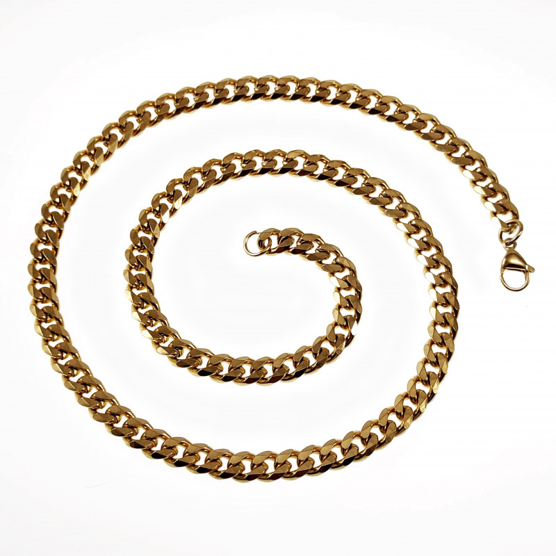 60cm x 8mm Cubaanse Ketting Unisex Vergguld Stalen Schakelketting 60cm x 8mm Cubaanse Ketting Unisex Vergguld Stalen Schakelketting