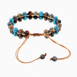 Dubbele Armband Amerikaanse Natuurstenen Imperial Jaspis en Turkoois