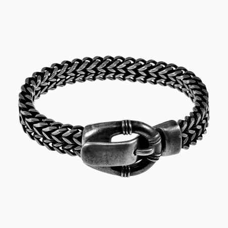 Visgraat Armband Heren - Verouderd Roestvrij Stalen - Schakelarmband met Gespsluiting