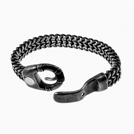 Visgraat Armband Heren - Verouderd Roestvrij Stalen - Schakelarmband met Gespsluiting