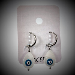 Oorringen met Druppelvorm Schelp Turkse Oog Hanger Stalen Zilver