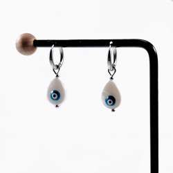 Oorringen met Druppelvorm Schelp Turkse Oog Hanger Stalen Zilver