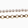 Stijlvolle Ketting Dames - Verguld Stalen - Ronde Schakels - Witte Parels en Boze Oog Hart Hanger