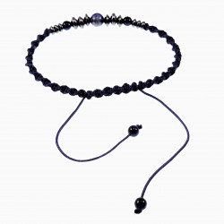 Macramé Armband Heren Natuurlijke Blauwe Amerikaanse Hematietkralen