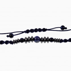 Macramé Armband Heren Natuurlijke Blauwe Amerikaanse Hematietkralen