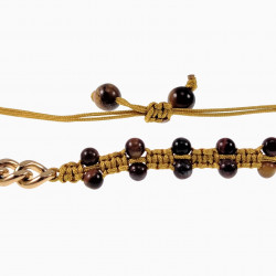 Macramé Armband Uxisex RVS Verguld Natuurlijke Tijgeroog Verstelbaar