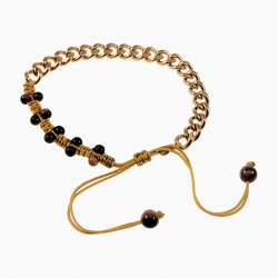 Macramé Armband Uxisex RVS Verguld Natuurlijke Tijgeroog Verstelbaar