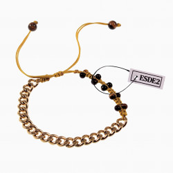 Macramé Armband Uxisex RVS Verguld Natuurlijke Tijgeroog Verstelbaar