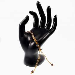 Macramé Armband Uxisex RVS Verguld Natuurlijke Tijgeroog Verstelbaar
