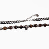 RVS - Tijgeroog Kralen Cubaanse Ketting met Doodskop Hanger Heren
