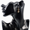 ∅14mm Oorringen met Bruine Ronde Schelp Hanger - Verguld Stalen - Dames Oorbellen met Turkoois Turkse Oog