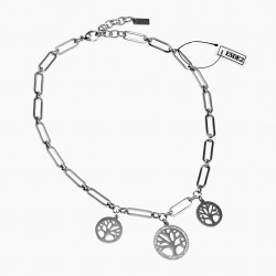 Levensboom Ketting met Zirkonen Stalen Paperclip Ketting Dames