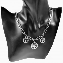 Levensboom Ketting met Zirkonen Stalen Paperclip Ketting Dames