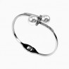 Bangle Dames - Roestvrij Staal - Open Armband met Parels en Zirkonia's