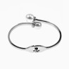 Bangle Dames - Roestvrij Staal - Open Armband met Parels en Zirkonia's