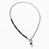 Ketting Dames - Onyxkralen -  Roestvrij Staal - Cubaanse Schakelketting - Yin Yang Hanger