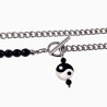 Ketting Dames - Onyxkralen -  Roestvrij Staal - Cubaanse Schakelketting - Yin Yang Hanger