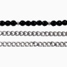 Ketting Dames - Onyxkralen -  Roestvrij Staal - Cubaanse Schakelketting - Yin Yang Hanger