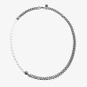 57cm x 8mm Witte Kralen Ketting Heren - Roestvrij Staal - Cubaanse Schakelketting met Agaatstenen
