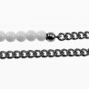 Witte Kralen Ketting Heren RVS Cubaanse Schakelketting met Agaatstenen