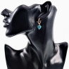 ∅16mm Oorringen met Turquoise Stenen - Verguld Stalen - Dames Oorbellen met Hart en Buis Hangers