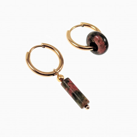 Dames Oorringen met Unakiet donut en Buis Stenen  Verguld Stalen
