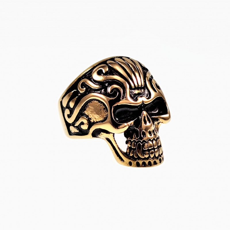 Skull Ring Heren - Verguld Roestvrij Stalen - Schedelring