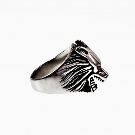 Ring Heren - Wolf Desing - Roestvrij Stalen - Wolfshoofd Ring