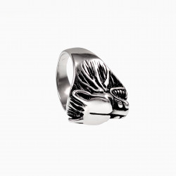 Ring Heren - Wolf Desing - Roestvrij Stalen - Wolfshoofd Ring