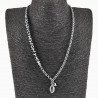 Dames RVS Ronde Schakelketting met Tibetaanse onyx kralen Schelphanger