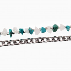 Verstelbaar Dubbele RVS Cubaanse Schakelsarmband Armband met Stenen
