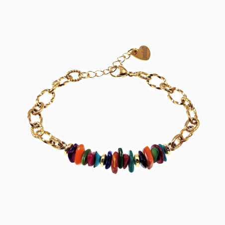 Gekleurde Kralenarmband Verguld RVS Natuurlijke Stenen Verstelbaar