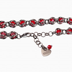 Armband Dames - RVS Verstelbaar Schakelsarmband met Rode Kristal