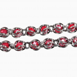 Armband Dames - RVS Verstelbaar Schakelsarmband met Rode Kristal